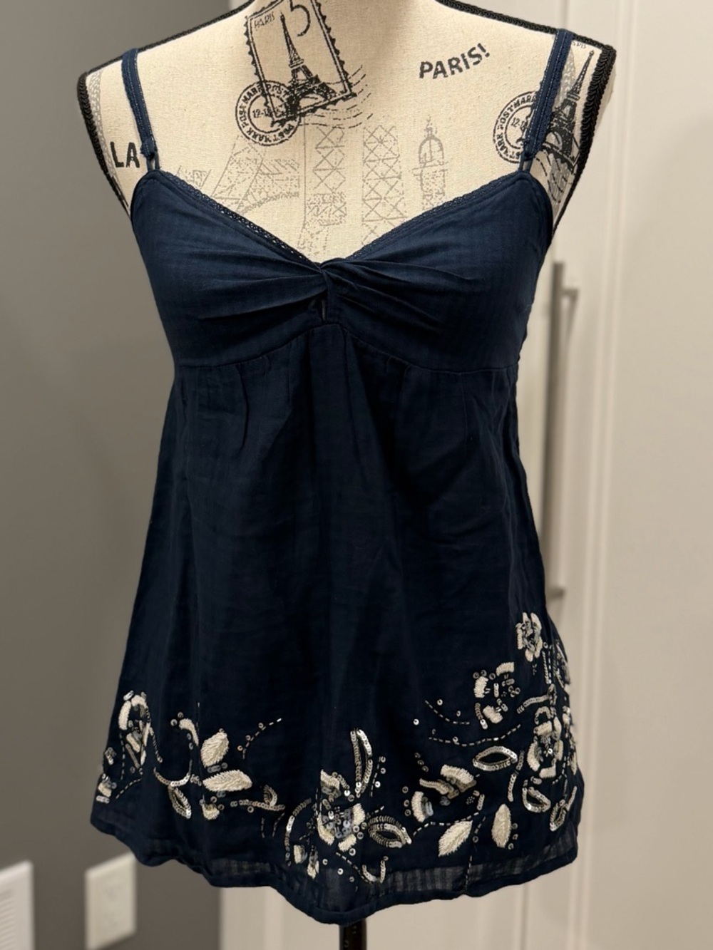 abercrombie kids Navy Blue Embroidered Camisole
